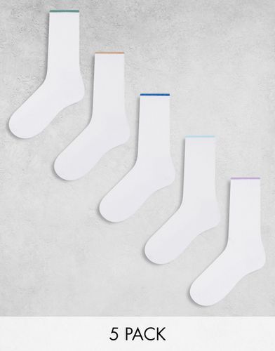 Lot de 5 paires de chaussettes à passepoil contrastant - Asos Design - Modalova