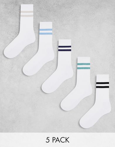 Lot de 5 paires de chaussettes à rayures colorées - Asos Design - Modalova