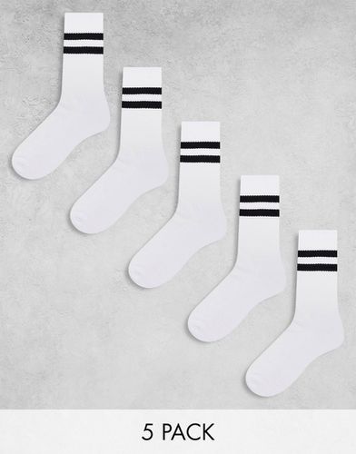Lot de 5 paires de chaussettes de sport avec rayures noires - Asos Design - Modalova