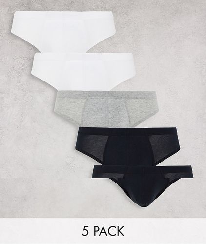 Lot de 5 slips déstructurés - Noir et blanc - Asos Design - Modalova