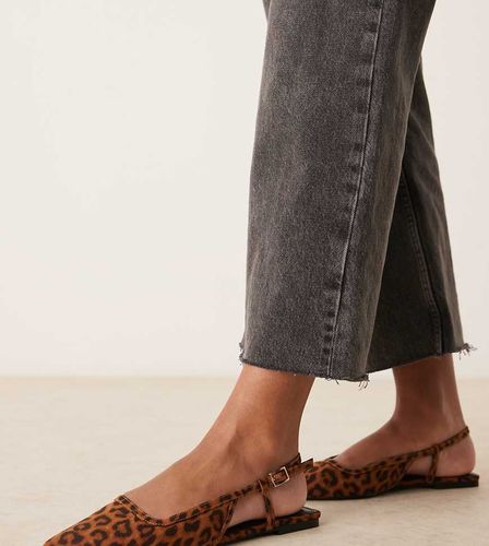 ASOS DESIGN - Lorraine - Ballerines larges bride arrire en sudine - Lopard - Asos Design Wide Fit - Modalova