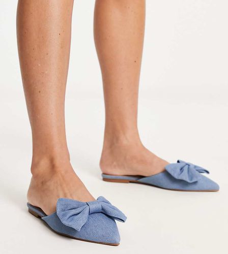 Lass - Mules plates pointues avec naud oversize en denim - Asos Design - Modalova