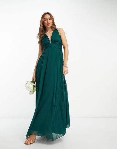 L'invitée - Robe longue drapée à corsage froncé et taille portefeuille - forêt - Asos Design - Modalova