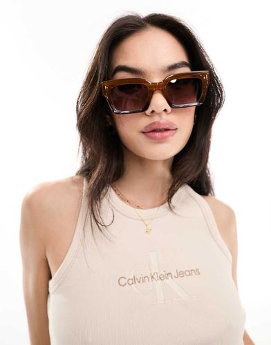 Lunettes de soleil à verres carrés biseautés - cristal - Asos Design - Modalova