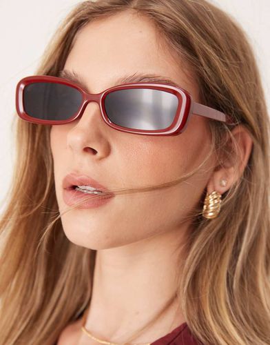 Lunettes de soleil carrées à monture biseautée fine - brillant - Asos Design - Modalova