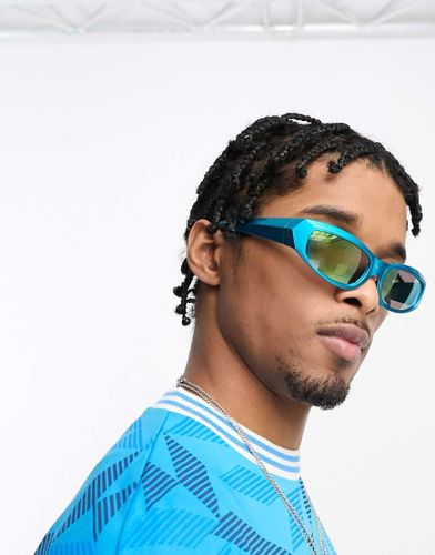 Lunettes de soleil de course enveloppantes avec verres effet miroir - Asos Design - Modalova