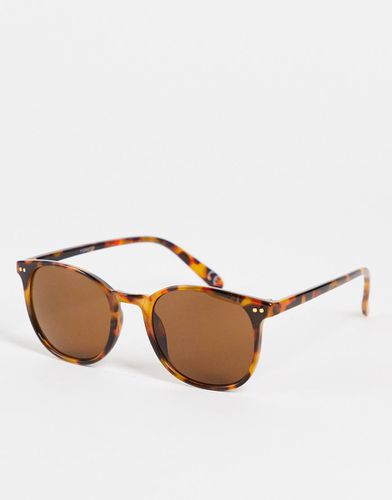 Lunettes de soleil rondes à monture fine - Écaille de tortue foncé - Asos Design - Modalova