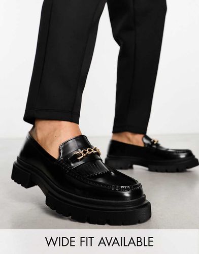 Mocassins en cuir à semelle chunky avec mors - Noir - Asos Design - Modalova