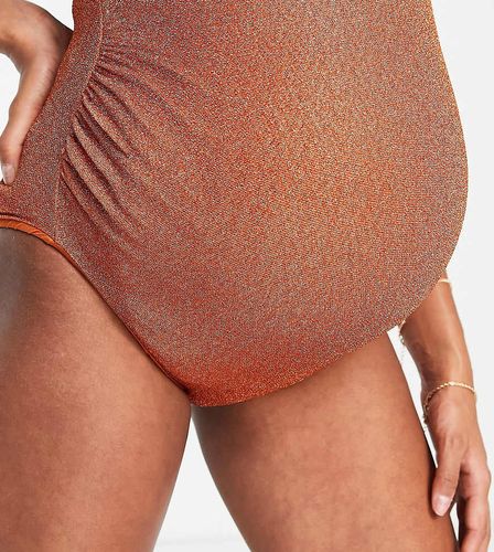 ASOS DESIGN Maternity - Mix and Match - Bas de bikini taille haute - Rouille pailleté - ASOS Maternity - Modalova