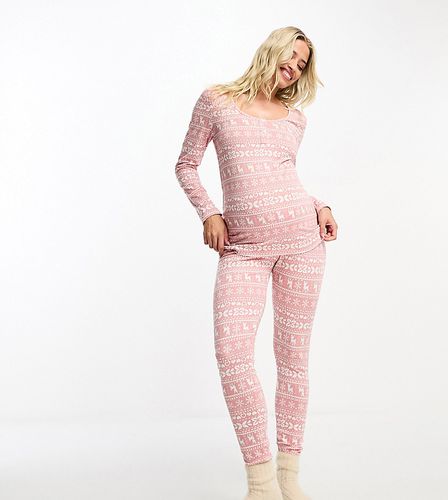 ASOS DESIGN Maternity - Ensemble de pyjama de Noël à motif jacquard avec legging et top manches longues - Asos Maternity - Modalova