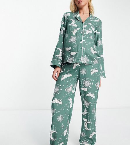 ASOS DESIGN Maternity - Ensemble de pyjama en modal avec pantalon et chemise à imprimé astrologie - sauge - Asos Maternity - Modalova