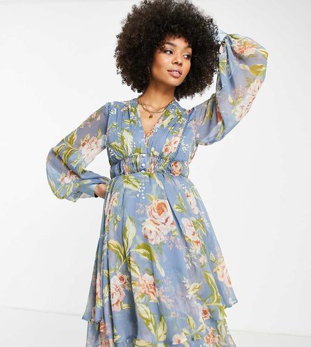 ASOS DESIGN Maternity - Robe courte froncée ornementée de perles à imprimé floral - Asos Maternity - Modalova