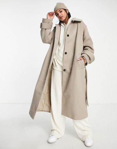 Manteau boyfriend brossé habillé en laine mélangée - Champignon - Asos Design - Modalova