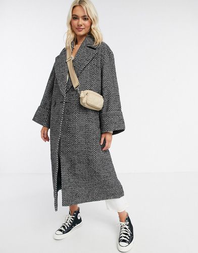 Manteau oversize à chevrons avec détail aux poignets - Noir et blanc - Asos Design - Modalova
