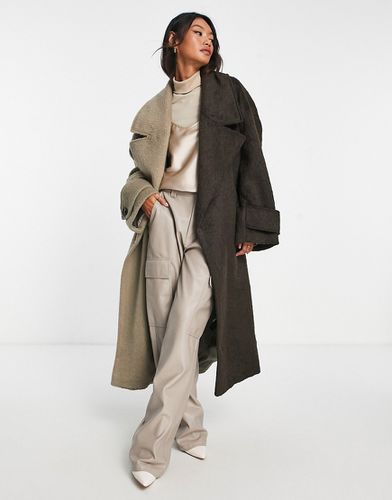 Manteau oversize habillé bicolore - Taupe - Asos Design - Modalova