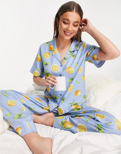 Mix & Match - Chemise de pyjama en modal à motif fruit - Bleu - Asos Design - Modalova