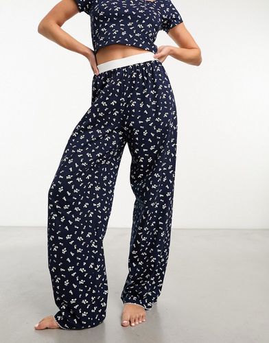 Mix & Match - Pantalon de pyjama à petites fleurs avec bordures en picot et taille apparente - Asos Design - Modalova