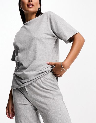 Mix & Match - T-shirt de pyjama oversize en coton - chiné - Asos Design - Modalova