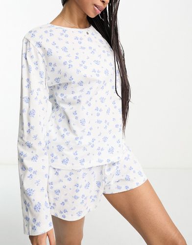 Mix & Match - T-shirt de pyjama à manches longues et petites fleurs - Asos Design - Modalova