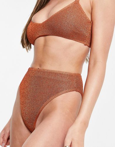 Mix and Match - Bas de bikini échancré à taille haute - Rouille pailleté - Asos Design - Modalova