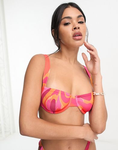 Mix and Match - Haut de bikini à armatures et imprimé tourbillon abstrait - Asos Design - Modalova