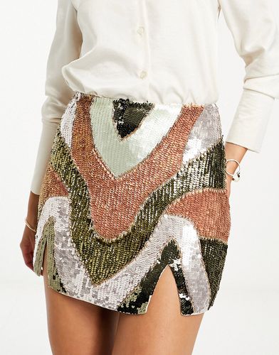 Mini-jupe effet color block à sequins - Asos Design - Modalova