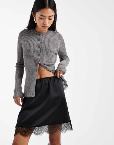 Mini-jupe satine avec finitions en dentelle - Asos Design - Modalova