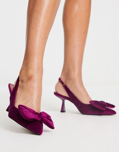 Scarlett - Chaussures en velours à talon mi-haut et naud - Magenta - Asos Design - Modalova