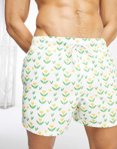 Short de bain court imprimé fleuri - Asos Design - Modalova