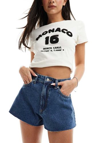 Short en jean évasé - moyen délavé - Asos Design - Modalova