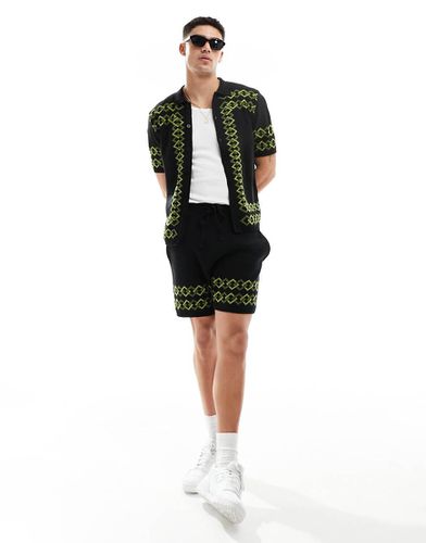 Short en maille d'ensemble avec bordure verte - Asos Design - Modalova