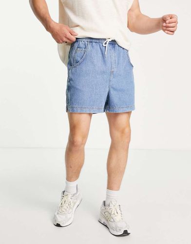 Short skinny en jean à taille élastique coupe classique - Délavage moyen - Asos Design - Modalova