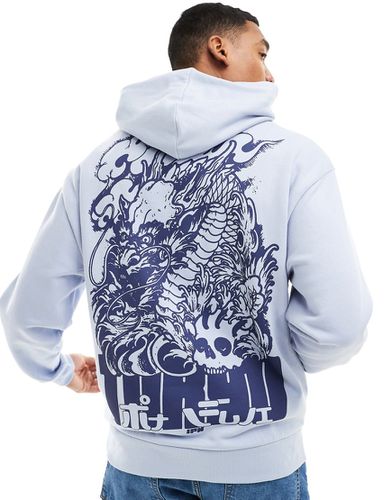 Sweat à capuche oversize avec imprimé dragon au dos et logo en relief sur la poitrine - Lilas - Asos Design - Modalova