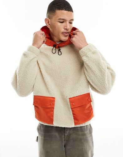 Sweat à capuche oversize imitation peau de mouton à poches en nylon orange - Beige - Asos Design - Modalova
