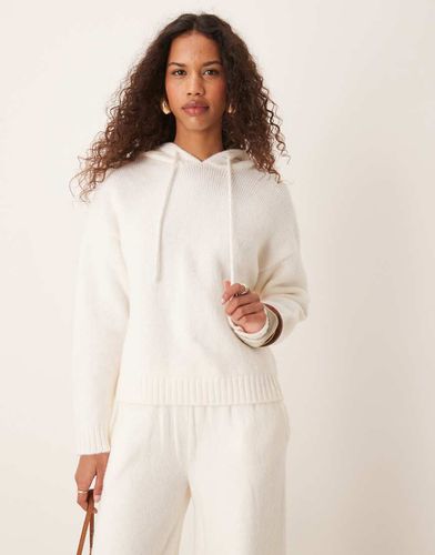 Sweat à capuche d'ensemble en maille duveteuse - Écru - Asos Design - Modalova