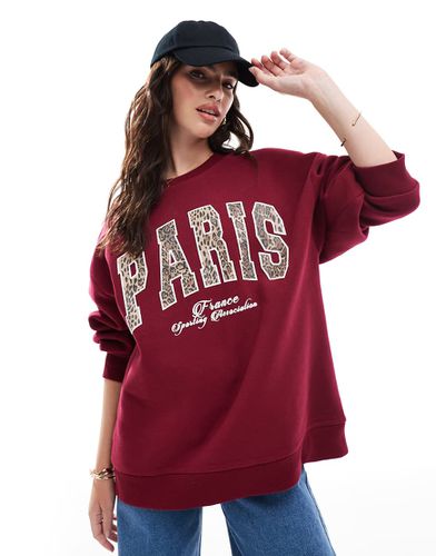 Sweat à motif Paris léopard - Bordeaux - Asos Design - Modalova