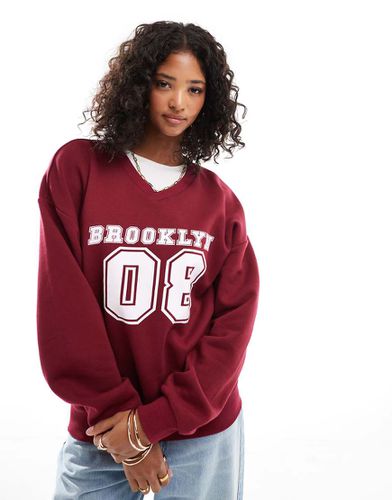 Sweat oversize avec appliqué Brooklyn - Bordeaux - Asos Design - Modalova