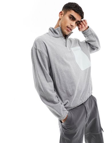 Sweat-shirt oversize à col cheminée et poches - gris chiné - Asos Design - Modalova