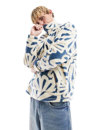 Sweat-shirt oversize demi-zipé en polaire avec imprimé fleur sur l'ensemble - Asos Design - Modalova