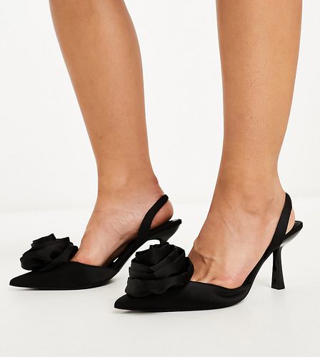 Pointure large - Sia - Chaussures à talon mi-haut et bride arrière avec fleur - Asos Design - Modalova