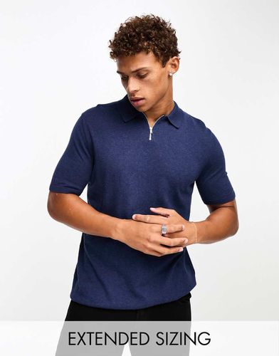 Polo zippé en maille à manches courtes - Asos Design - Modalova