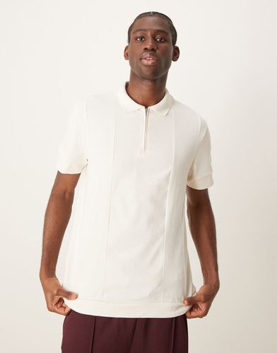 Polo épais à col zippé - Crème - Asos Design - Modalova