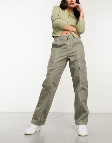 Pantalon cargo à coutures contrastantes - Kaki - Asos Design - Modalova