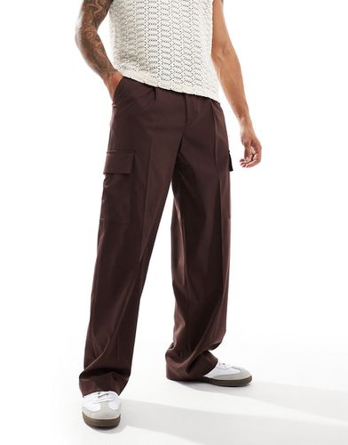 Pantalon cargo habillé à taille basse - Marron - Asos Design - Modalova