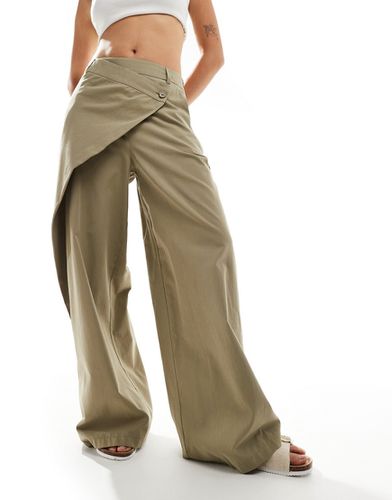 Pantalon ample avec taille à rabat - Kaki - Asos Design - Modalova