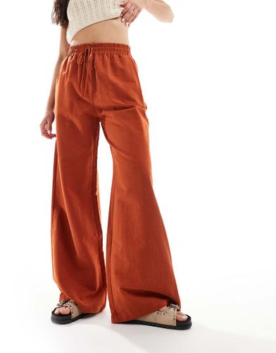 Pantalon ample noué sur la taille en lin mélangé - Terracotta - Asos Design - Modalova