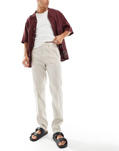 Pantalon ajusté élégant en lin mélangé - Taupe - Asos Design - Modalova