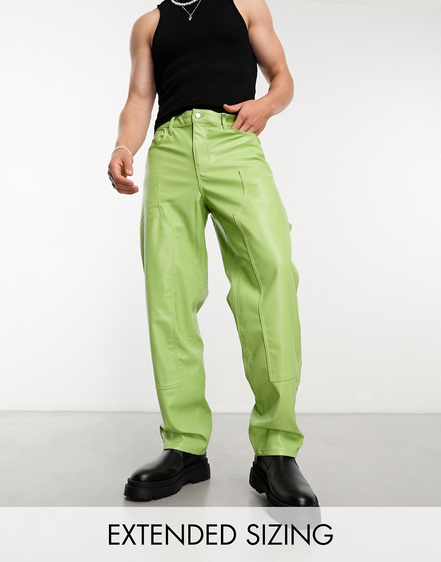 Pantalon baggy en similicuir avec détails style charpentier - Asos Design - Modalova