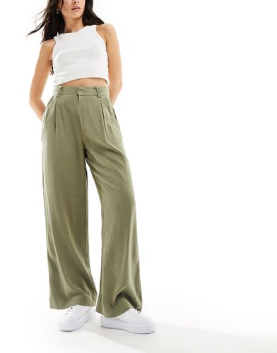 Pantalon dad ample en lin mélangé - Olive - Asos Design - Modalova