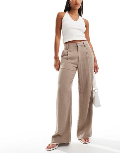 Pantalon dad ample en lin mélangé - Taupe - Asos Design - Modalova